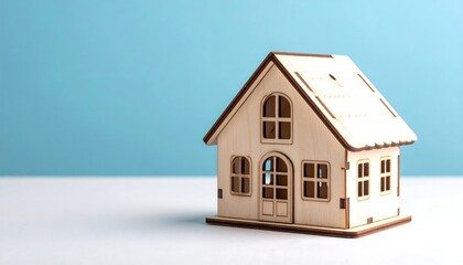 Wooden house model on a light background