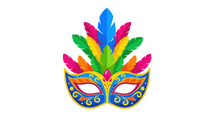 Colorful Carnival Mask with Feathers and Intricate Designs.