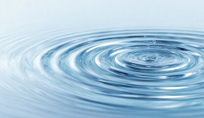 Water droplet impact, ripple effect, blue