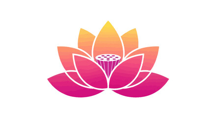 Vibrant Gradient Lotus Flower Illustration with Detailed Petals.
