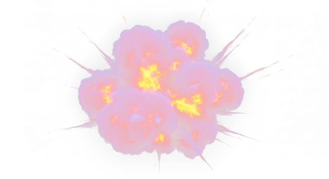 Cartoon explosion isolated on transparent background PNG, comic style boom blast effect, animated smoke cloud burst overlay for game design, comic book action, fun kids art and playful graphics