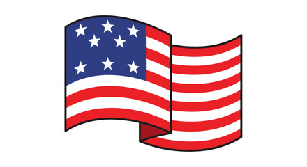 Waving American flag with thirteen stars and stripes patriotic symbol.