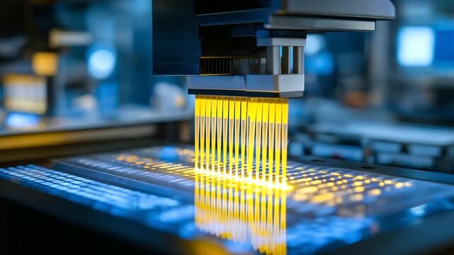 A technician runs a gel electrophoresis for telomere length in a molecular lab with DNA bands migrating buffers bubbling electrodes connected and a UV transilluminator glowing