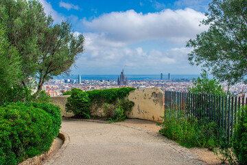 View of Barcelona from Park Guell, Barcelona, Spain
