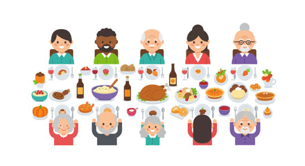 Diverse Family Gathering Enjoying a Festive Holiday Meal Together.