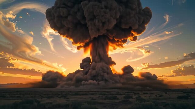 Mushroom Cloud Atomic Bomb Explosion Devastation.