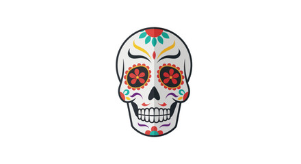 Ornate Sugar Skull with Floral and Geometric Decorations for Day of the Dead.