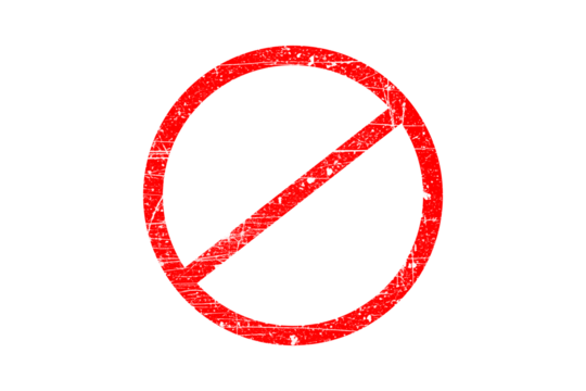 Red prohibition symbol isolated graphic representation of restriction and warning isolated on transparent background