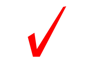 Bright red check mark symbol against a contrasting absence of color isolated on transparent...