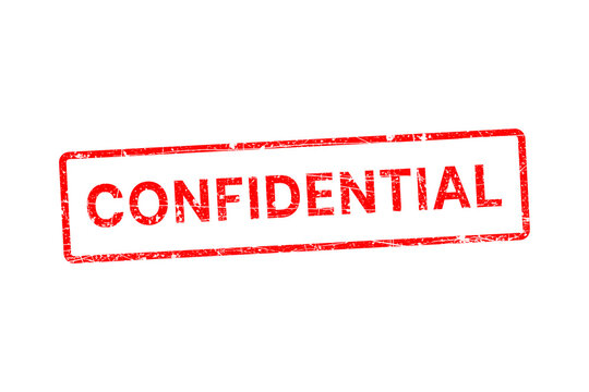 Red neon confidential stamp symbol glowing text against dark backdrop isolated on transparent background - Powered by Adobe