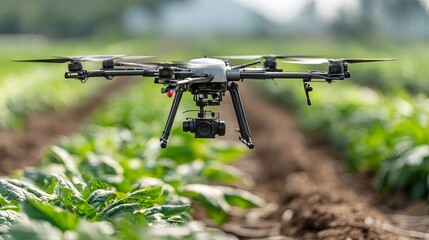 Advanced drone surveys crops for precision agriculture, optimizing farm yields and sustainability