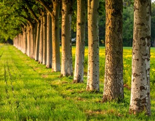 Row of trees in a field