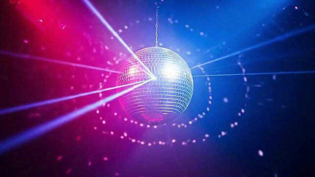 Get the party started with this vibrant disco ball reflecting colorful lights, perfect for your next event promotion or upbeat music video