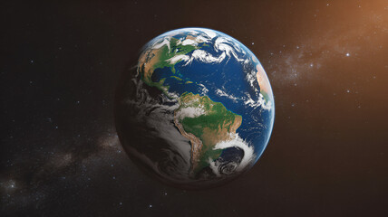 Earth from Space: A View of the Americas and the Milky Way