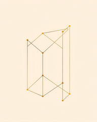 Minimal geometric gold wireframe illustration