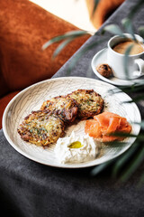 A Delicious and Satisfying Breakfast Plate Featuring Fresh Salmon and