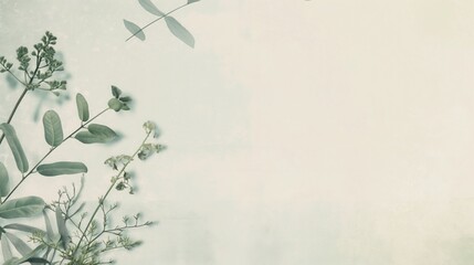 Botanical leaves on light background with airy copy space