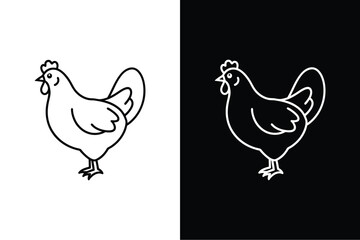Hen flat icon vector on White Background Vector Art Illustration on white background.
