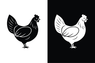 Hen flat icon vector on White Background Vector Art Illustration on white background.