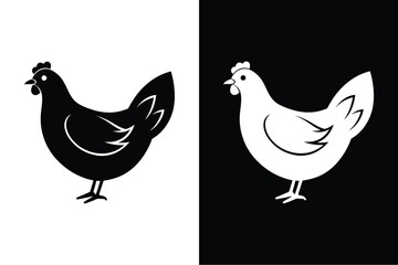 Hen flat icon vector on White Background Vector Art Illustration on white background.