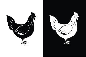 Hen flat icon vector on White Background Vector Art Illustration on white background.