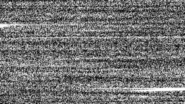 Abstract broken or no signal television, TV or computer screen glitch with noisy grain and lines background overlay, loop able 4K UHD