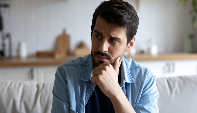 Pensive man contemplating