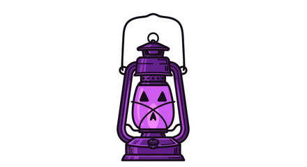 Purple Halloween Lantern with Jack-o-Lantern Face Design.