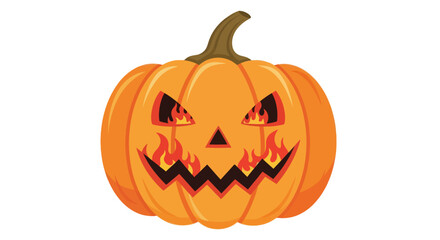 Carved Halloween Pumpkin with Fiery Eyes and Mouth.