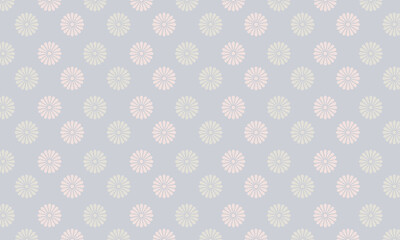 ビンテージ風のラフな線の丸い菊の花が並ぶグレーの背景