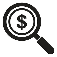Magnifying Glass Icon with Dollar Sign for Financial Analysis