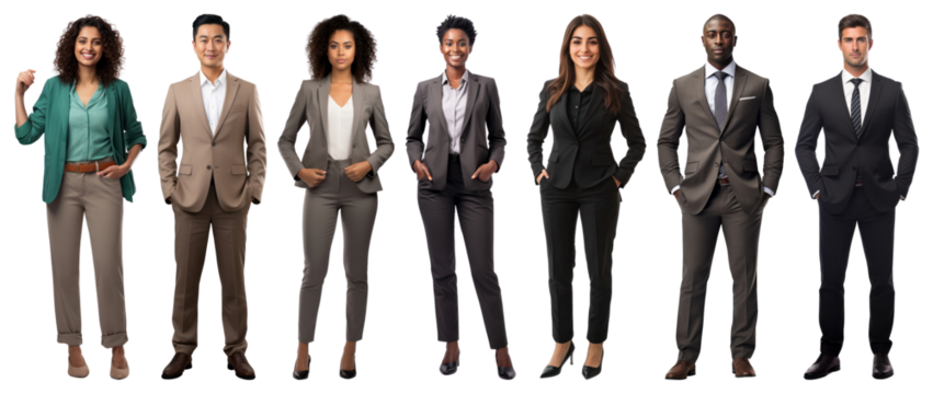 PNG Diverse professionals in business attire, element set on transparent background - Powered by Adobe