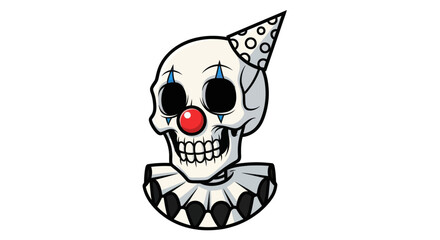 Clown Skull with Party Hat and Ruffled Collar.