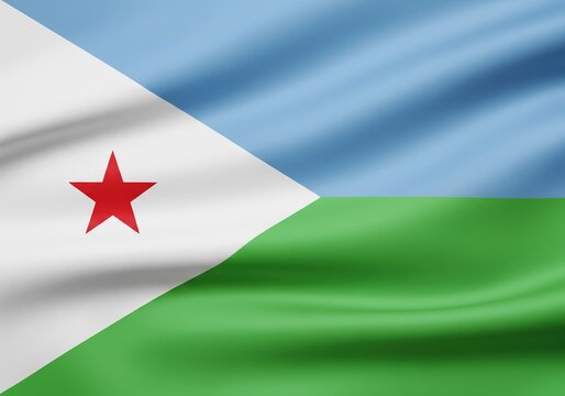 Waving Flag of Djibouti - National Symbol of the Republic of Djibouti - Powered by Adobe