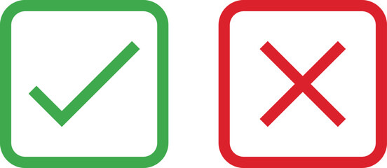 Green checkmark and red x symbols for yes or no choices