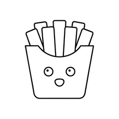 A colorful cartoon vector icon of a hand holding a basket of french fries