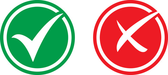 Green checkmark and red x symbols for yes or no