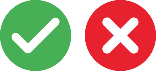 Green checkmark and red x symbols for yes or no