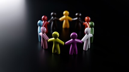 Diverse human-shaped figurines arranged in a circle, symbolizing unity and cultural diversity.