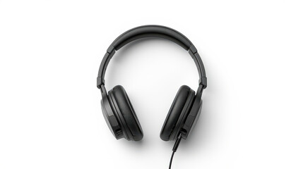 Fototapeta premium Black headphones on a white background for clear audio enjoyment
