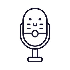 A retro vector microphone icon on a button symbolizes vintage audio technology for recording music or voice
