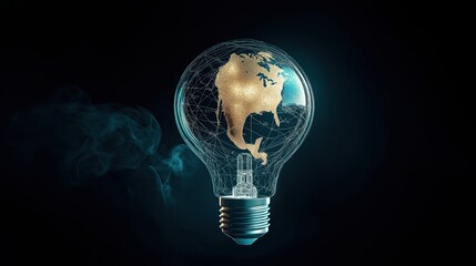 A glowing lamp encasing the Earth—symbolizing global illumination, sustainable energy, and a brighter future powered by innovation and care for our planet.