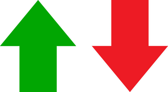 Green up arrow and red down arrow symbols