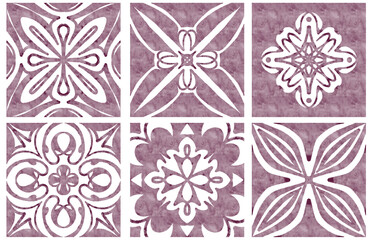 Six Ornamental Tile PNG Set