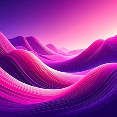 Fototapeta premium A vibrant landscape of undulating, colorful mountains, with a gradient of pinks and purples, evokes a sense of ethereal beauty.