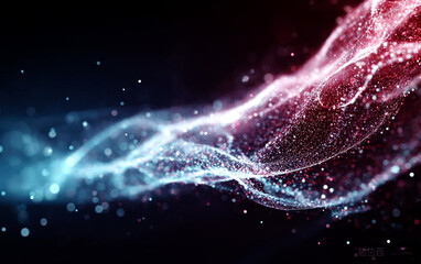 Colorful glowing abstract waves with sparkling particles