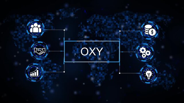Global Business Network O X Y Concept Digital World Map Connection Icons Finance Growth Teamwork Innovation Ideas