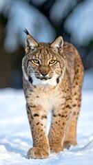 Fototapeta premium Lynx in snowy forest