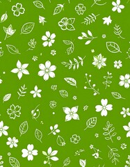 Floral pattern on a green background