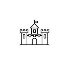 Simple castle outline shows medieval fortress with flag on tower